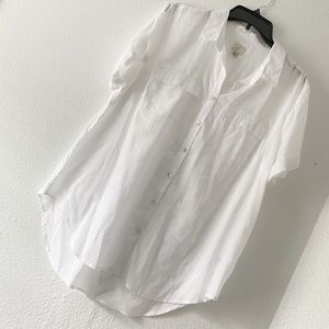 White, button down short sleeve shirt